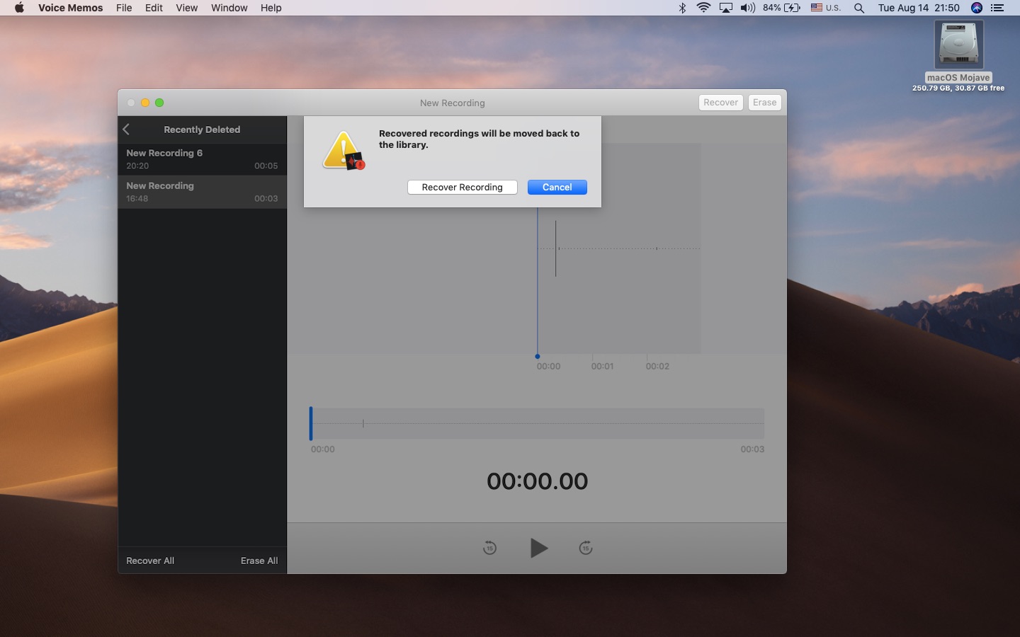 Voice Memo App Closes On Mac